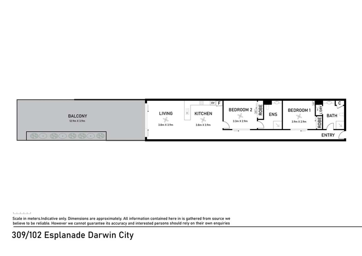 Floorplan of Homely apartment listing, 309/102 Esplanade, Darwin City NT 800