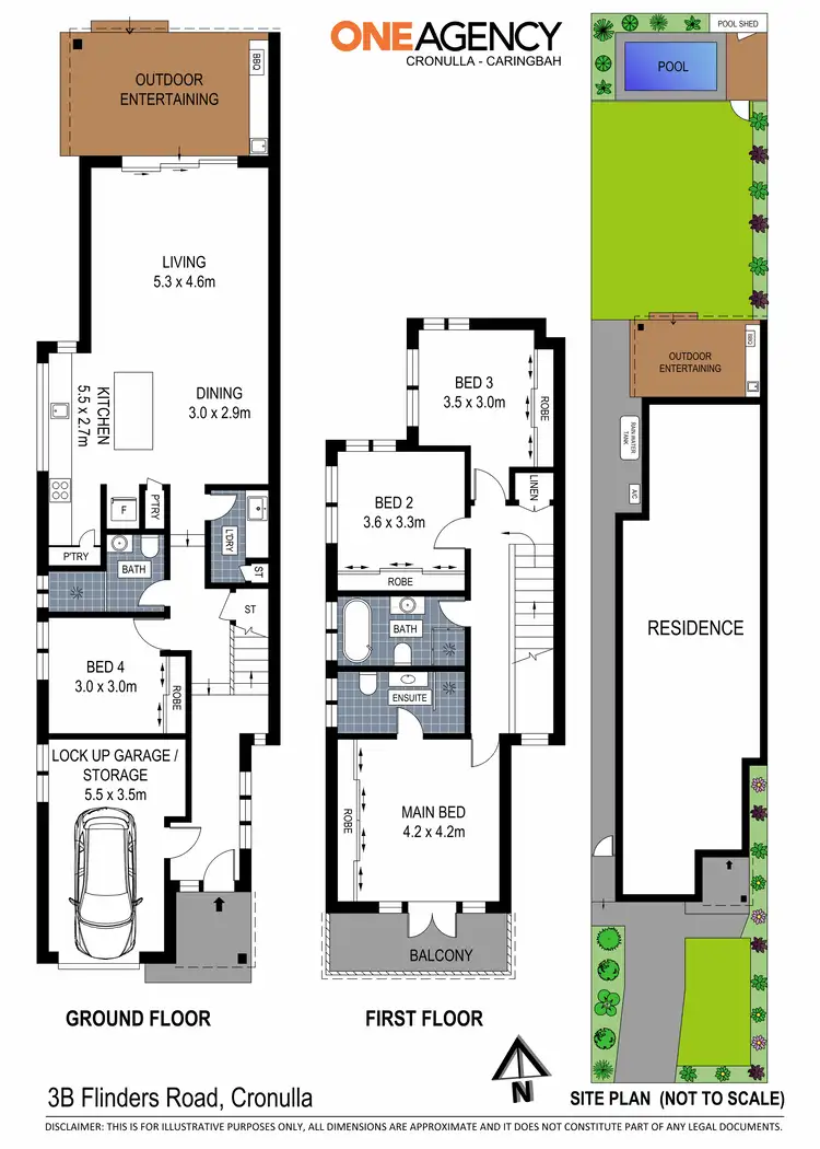Floorplan of Homely semi-detached listing, 3B Flinders Road, Cronulla NSW 2230