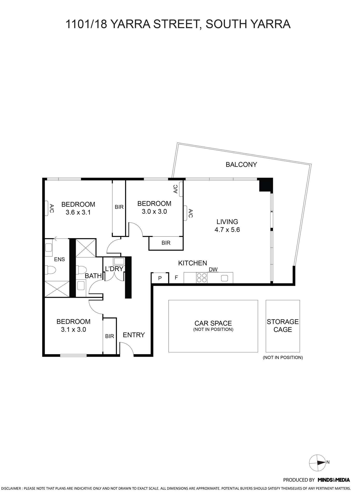 Floorplan of Homely apartment listing, 1101/18 Yarra Street, South Yarra VIC 3141