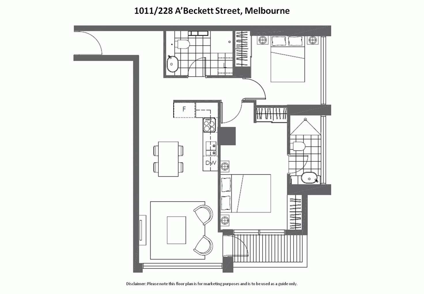 Floorplan of Homely apartment listing, 1011/228 A'BECKETT Street, Melbourne VIC 3000