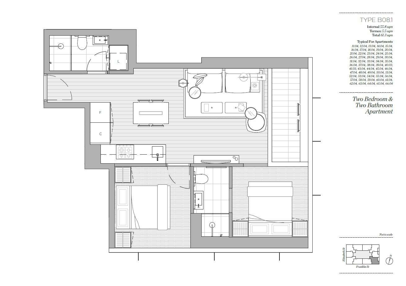 Floorplan of Homely apartment listing, 2404/462 Elizabeth Street, Melbourne VIC 3000