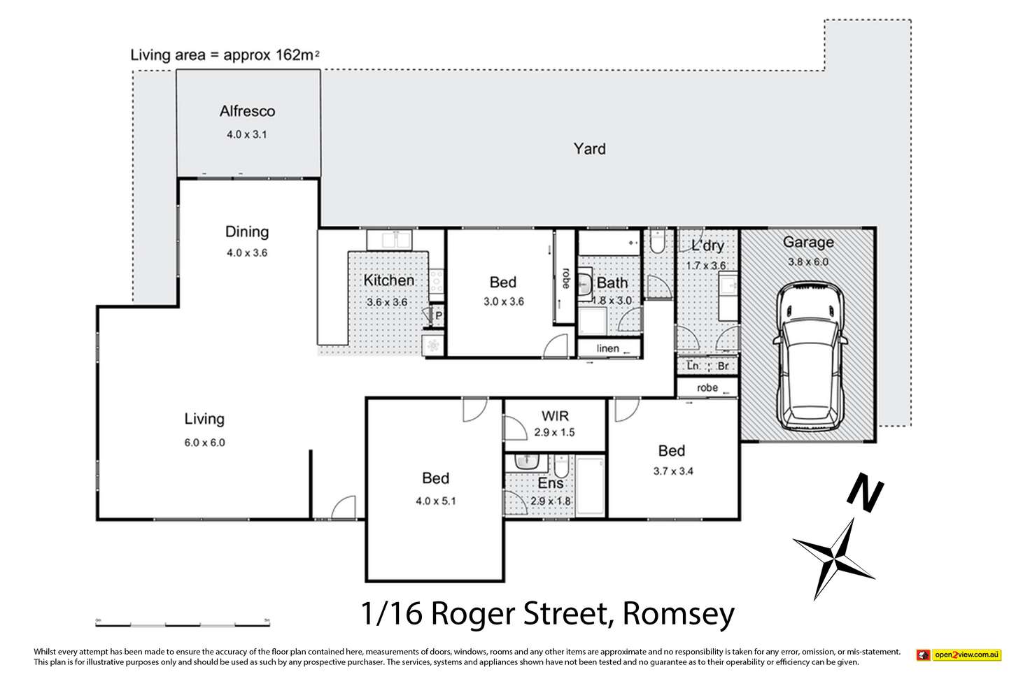 Floorplan of Homely unit listing, 16/1 Roger Street, Romsey VIC 3434