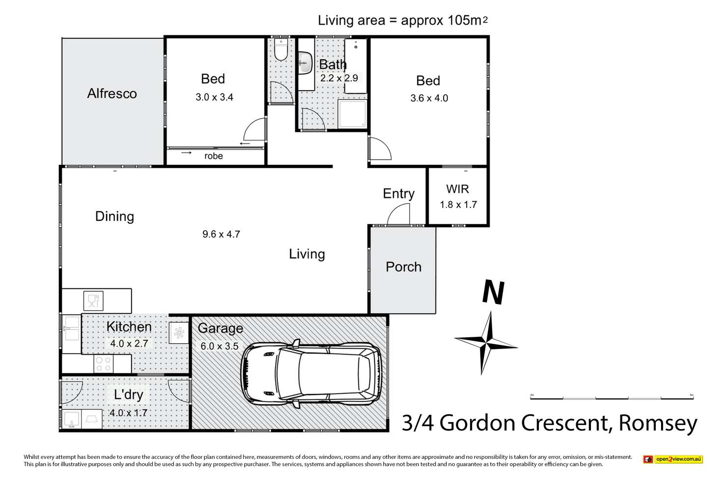 Floorplan of Homely unit listing, 3/4 Gordon Crescent, Romsey VIC 3434