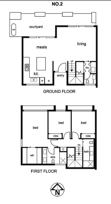 Floorplan of Homely townhouse listing, 2/73 Princess Street, Kew VIC 3101