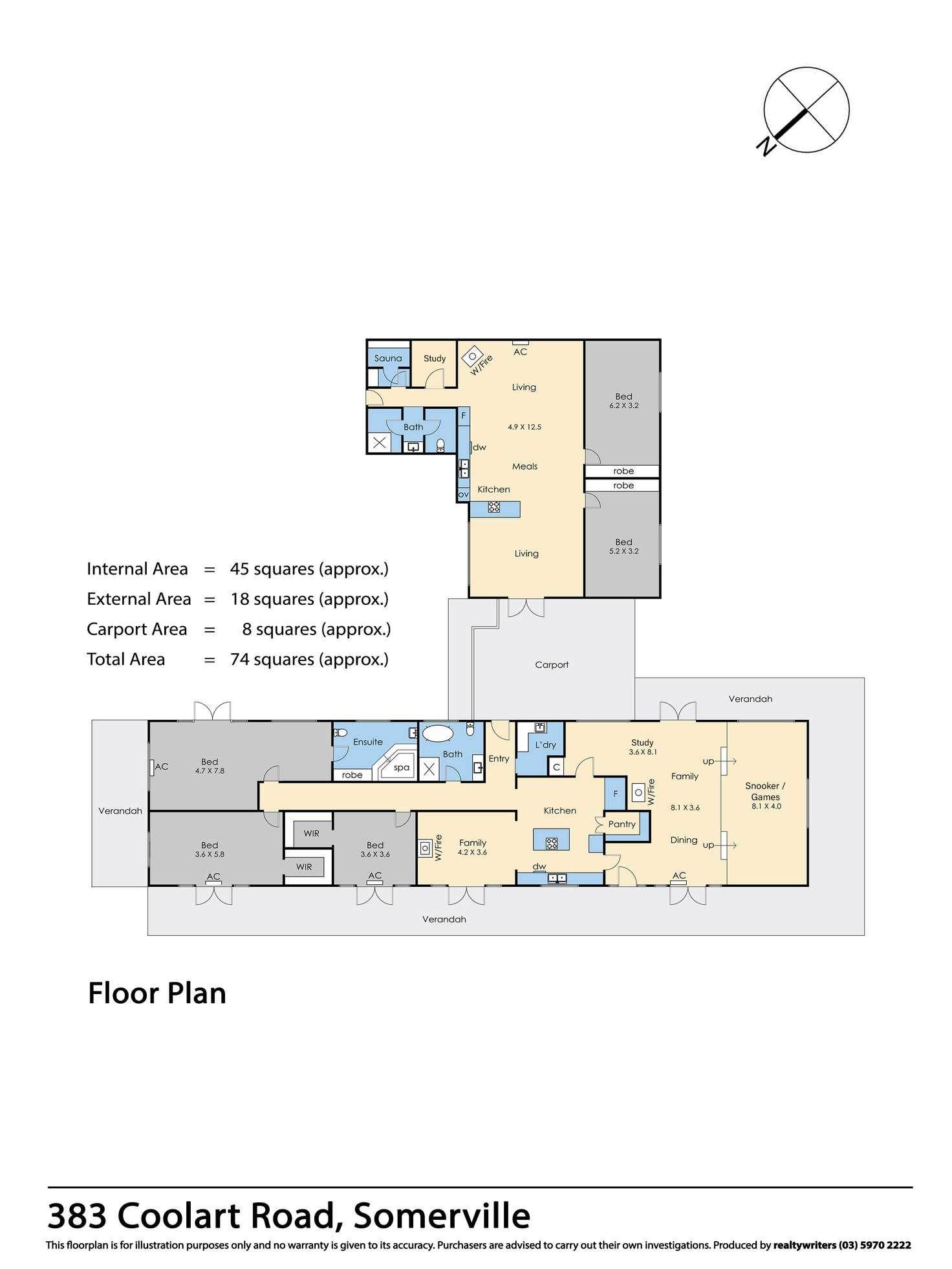 Floorplan of Homely acreageSemiRural listing, 383 Coolart Road, Somerville VIC 3912