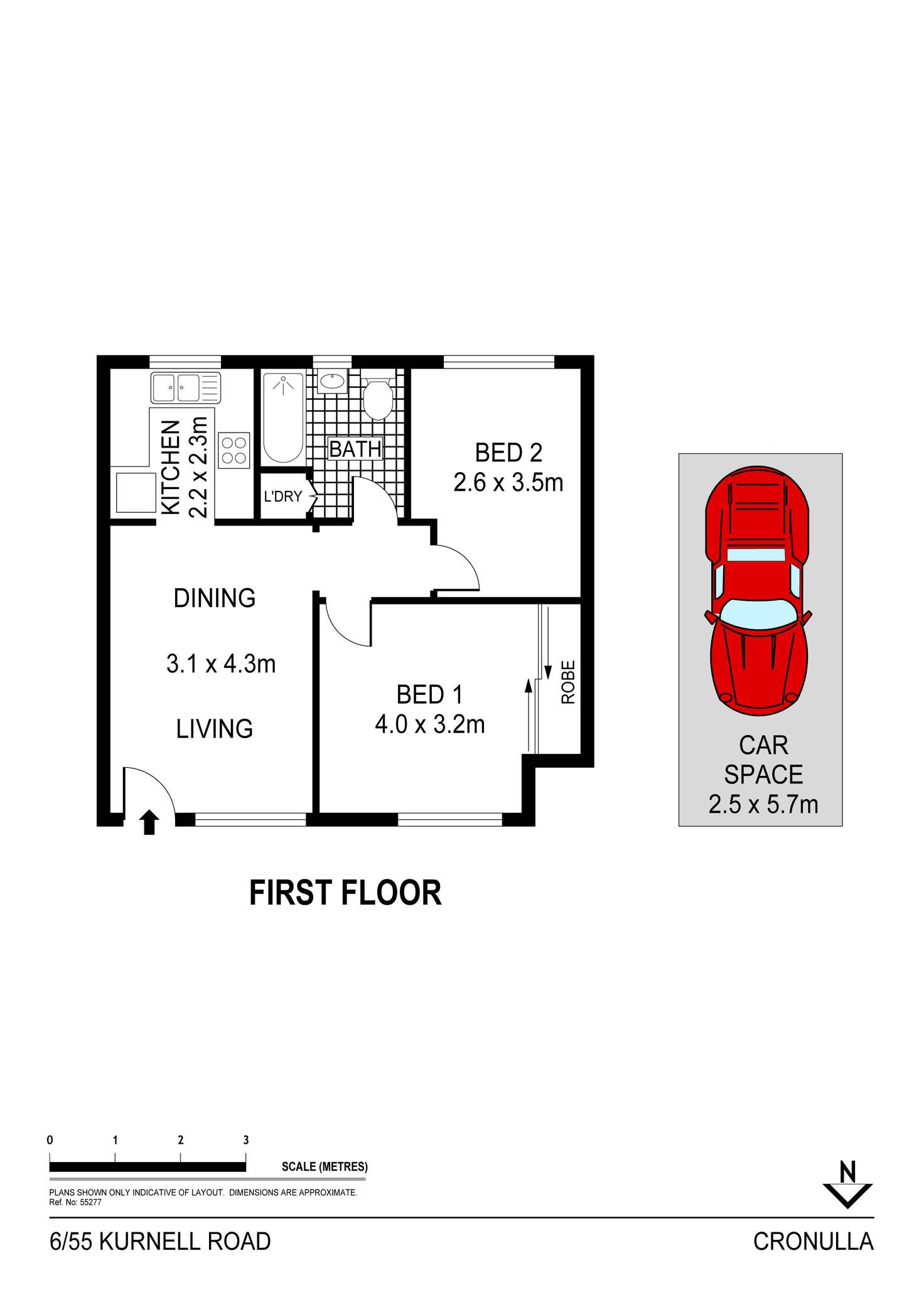 Floorplan of Homely apartment listing, 6/55 Kurnell Road, Cronulla NSW 2230