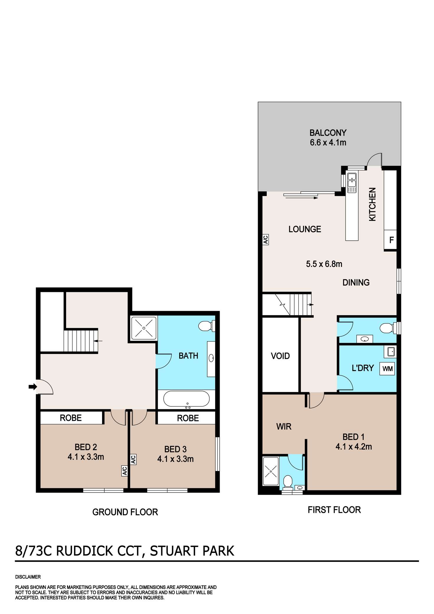 Floorplan of Homely unit listing, 8/73C Ruddick Circuit, Stuart Park NT 820