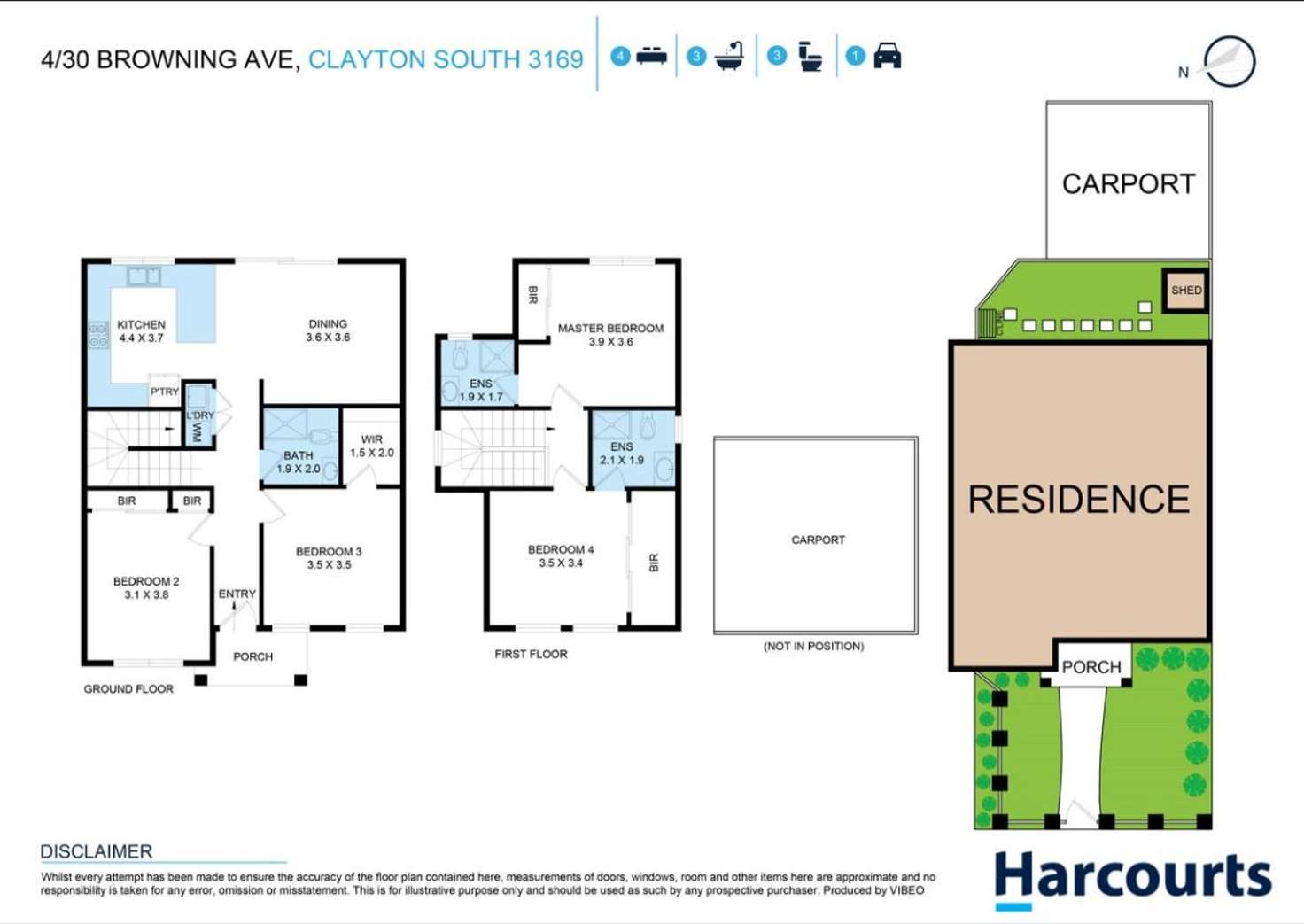 Floorplan of Homely townhouse listing, 4/30 Browning Avenue, Clayton South VIC 3169
