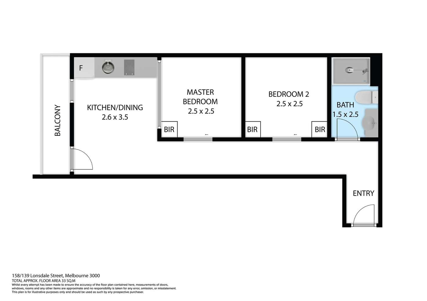 Floorplan of Homely apartment listing, 158/139 Lonsdale Street, Melbourne VIC 3000