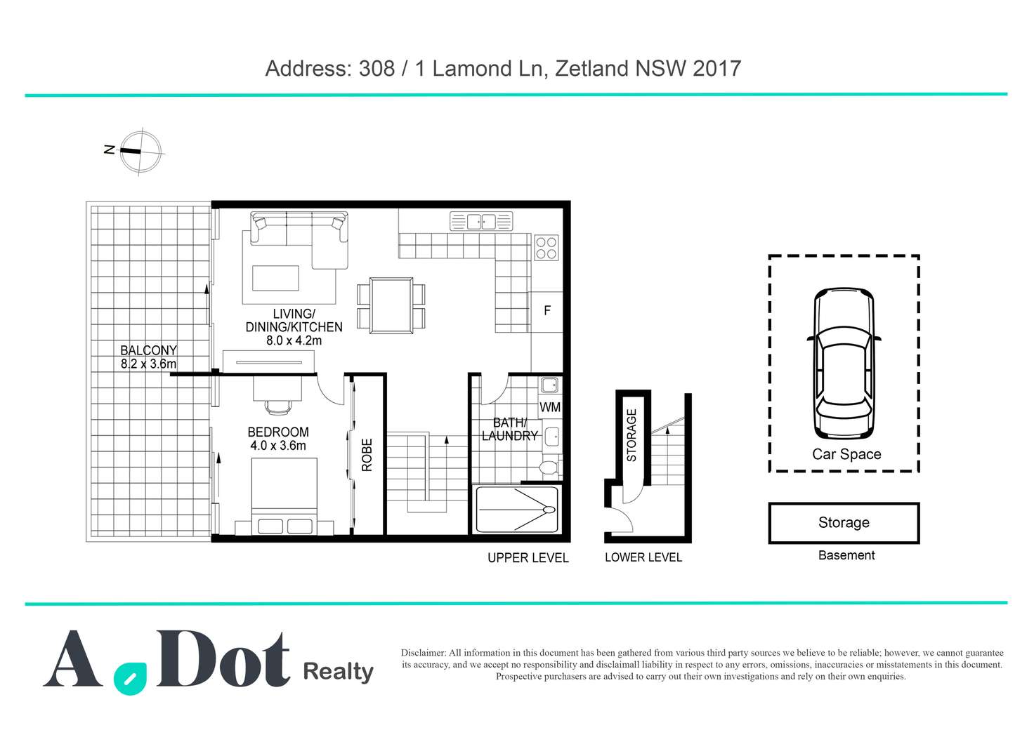 Floorplan of Homely apartment listing, 308/1 Lamond Lane, Zetland NSW 2017
