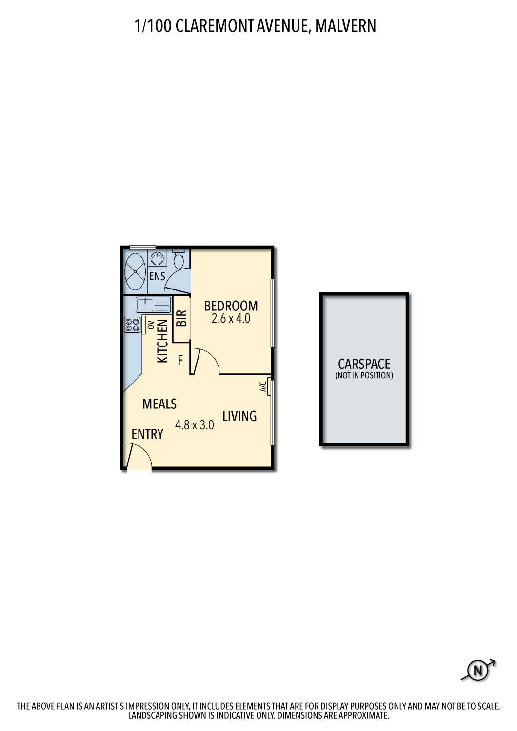 Floorplan of Homely apartment listing, 1/100 Claremont Avenue, Malvern VIC 3144