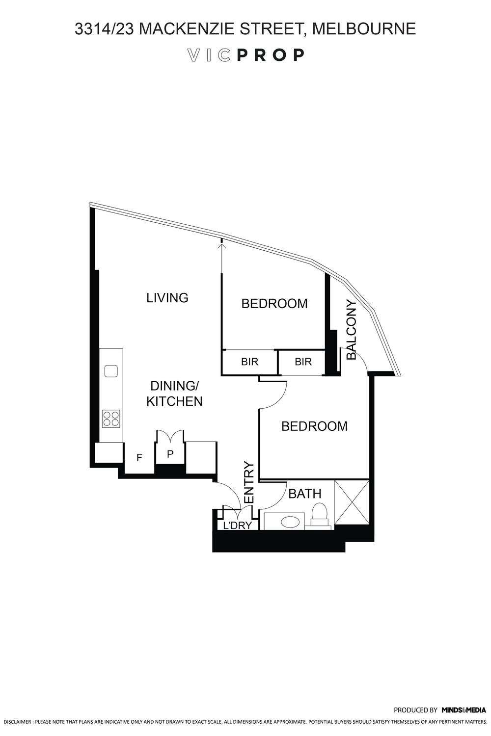 Floorplan of Homely apartment listing, 3314/23 Mackenzie Street, Melbourne VIC 3000