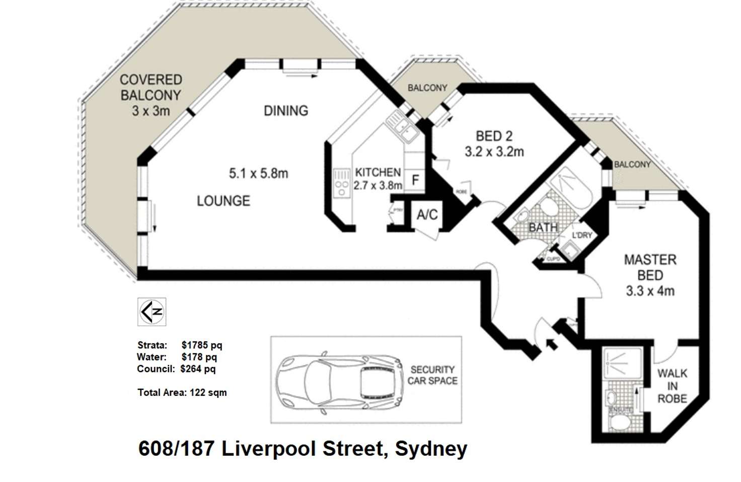 Floorplan of Homely apartment listing, 608/187 Liverpool Street, Sydney NSW 2000