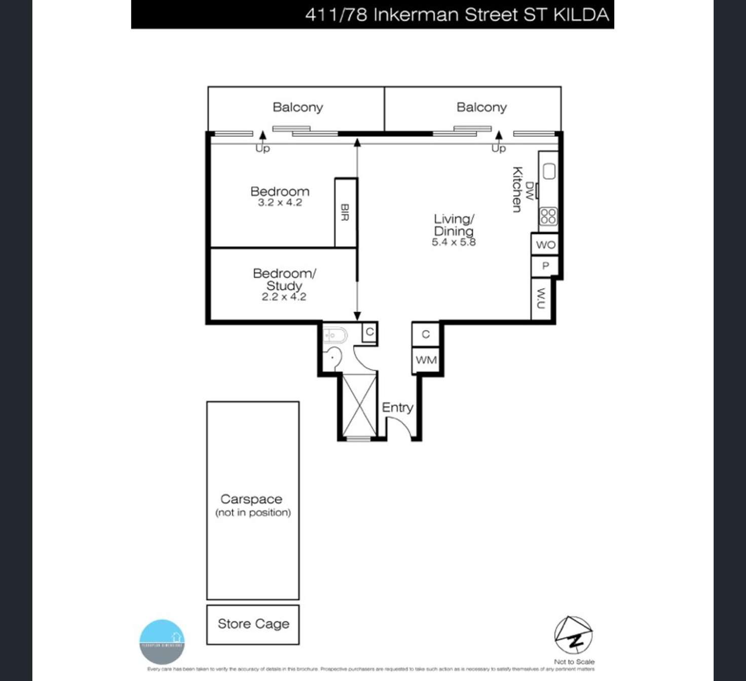 Floorplan of Homely apartment listing, 411/78 Inkerman Street, St Kilda VIC 3182