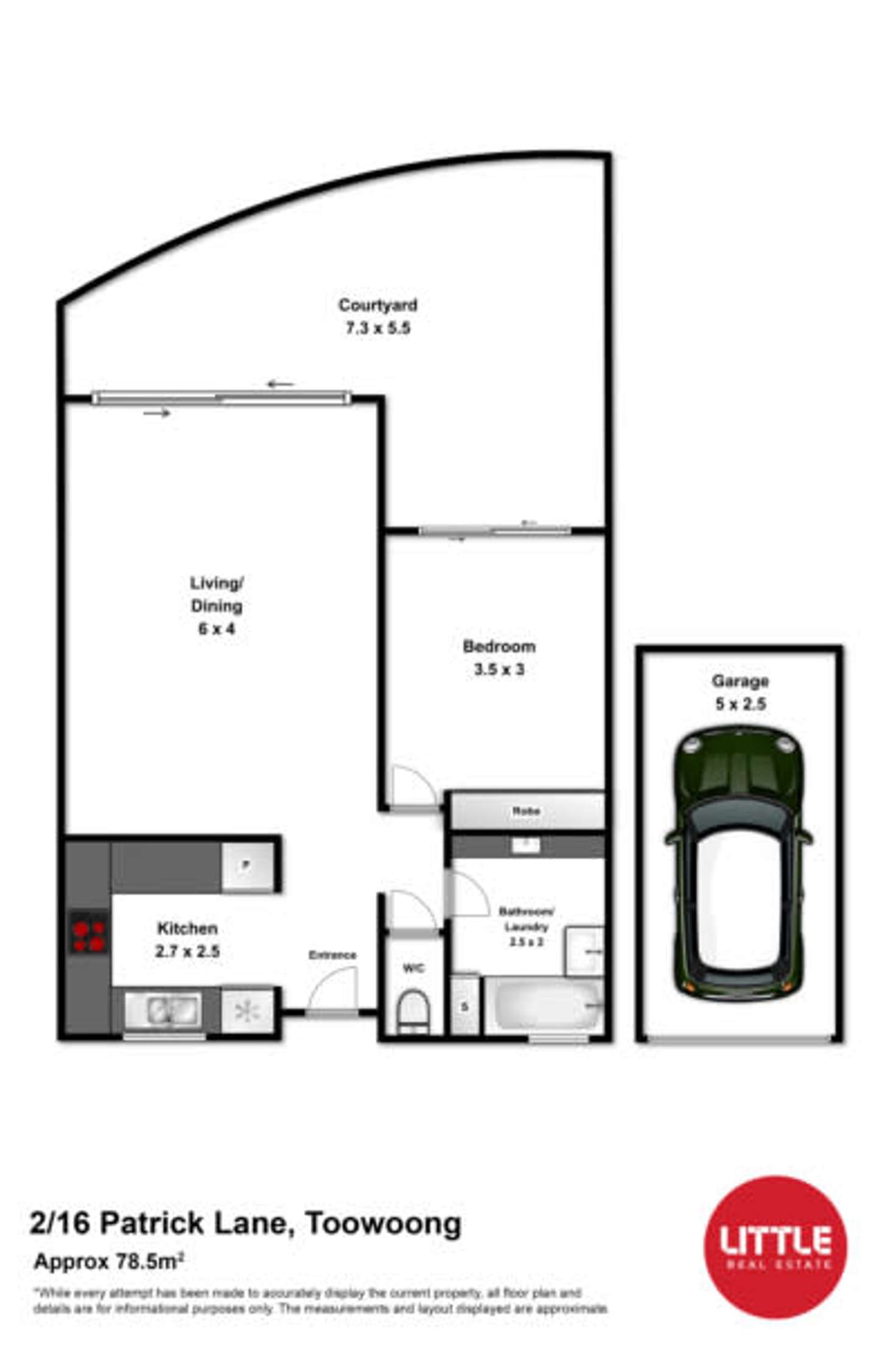 Floorplan of Homely apartment listing, 2/16 Patrick Lane, Toowong QLD 4066