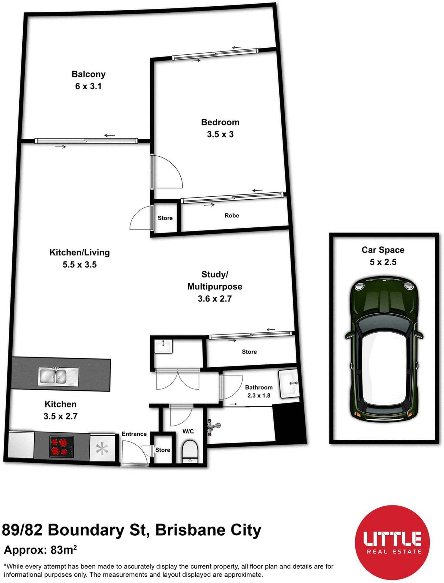 Floorplan of Homely apartment listing, 89/82 Boundary Street, Brisbane QLD 4000