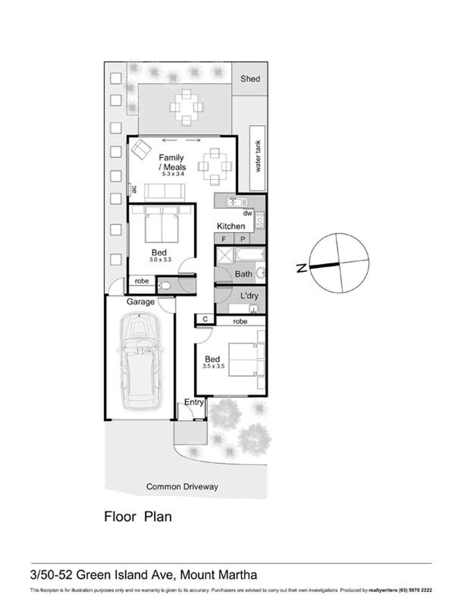 Floorplan of Homely townhouse listing, 3/50 Green Island Avenue, Mount Martha VIC 3934