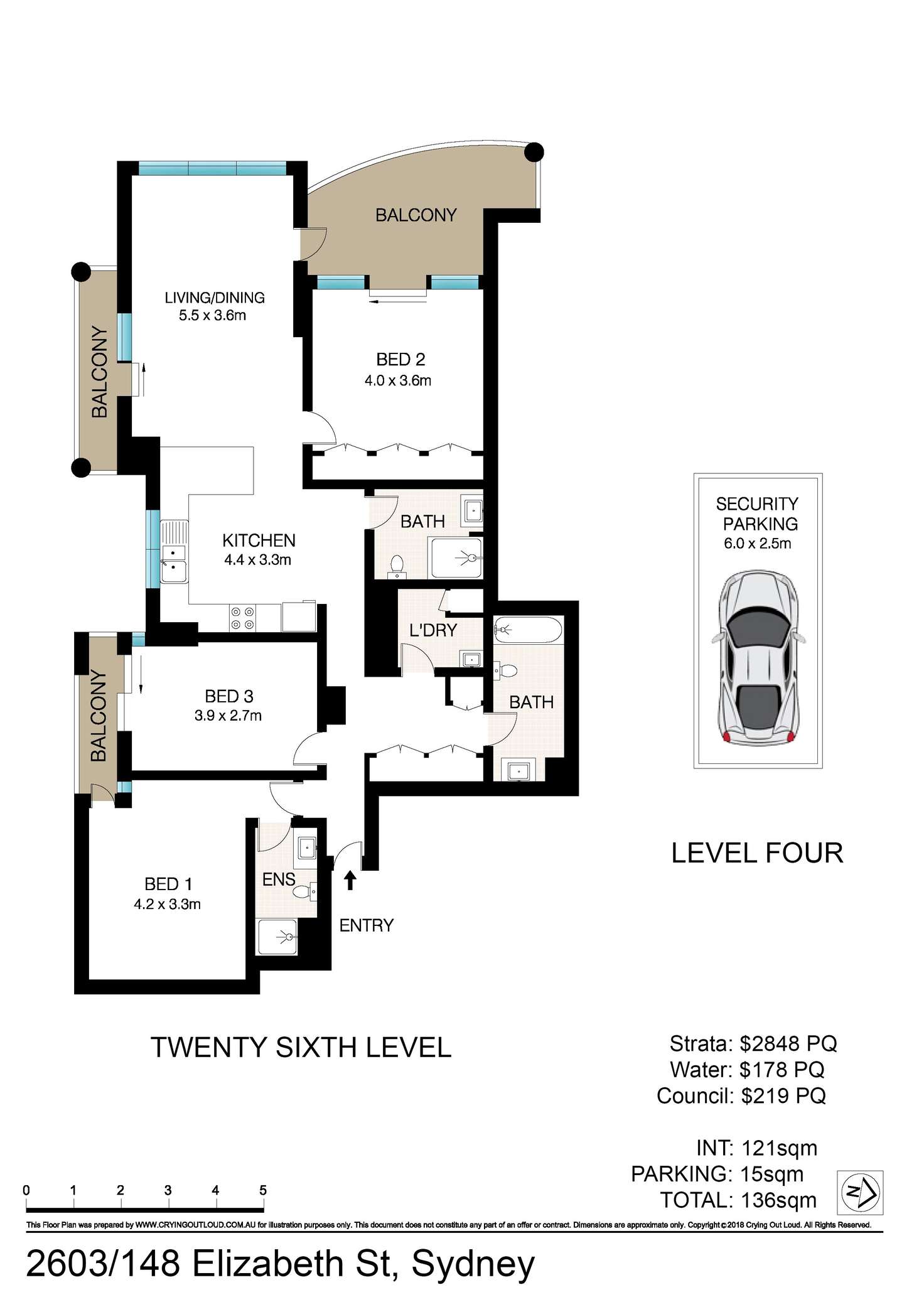 Floorplan of Homely apartment listing, 2603/148 Elizabeth Street, Sydney NSW 2000