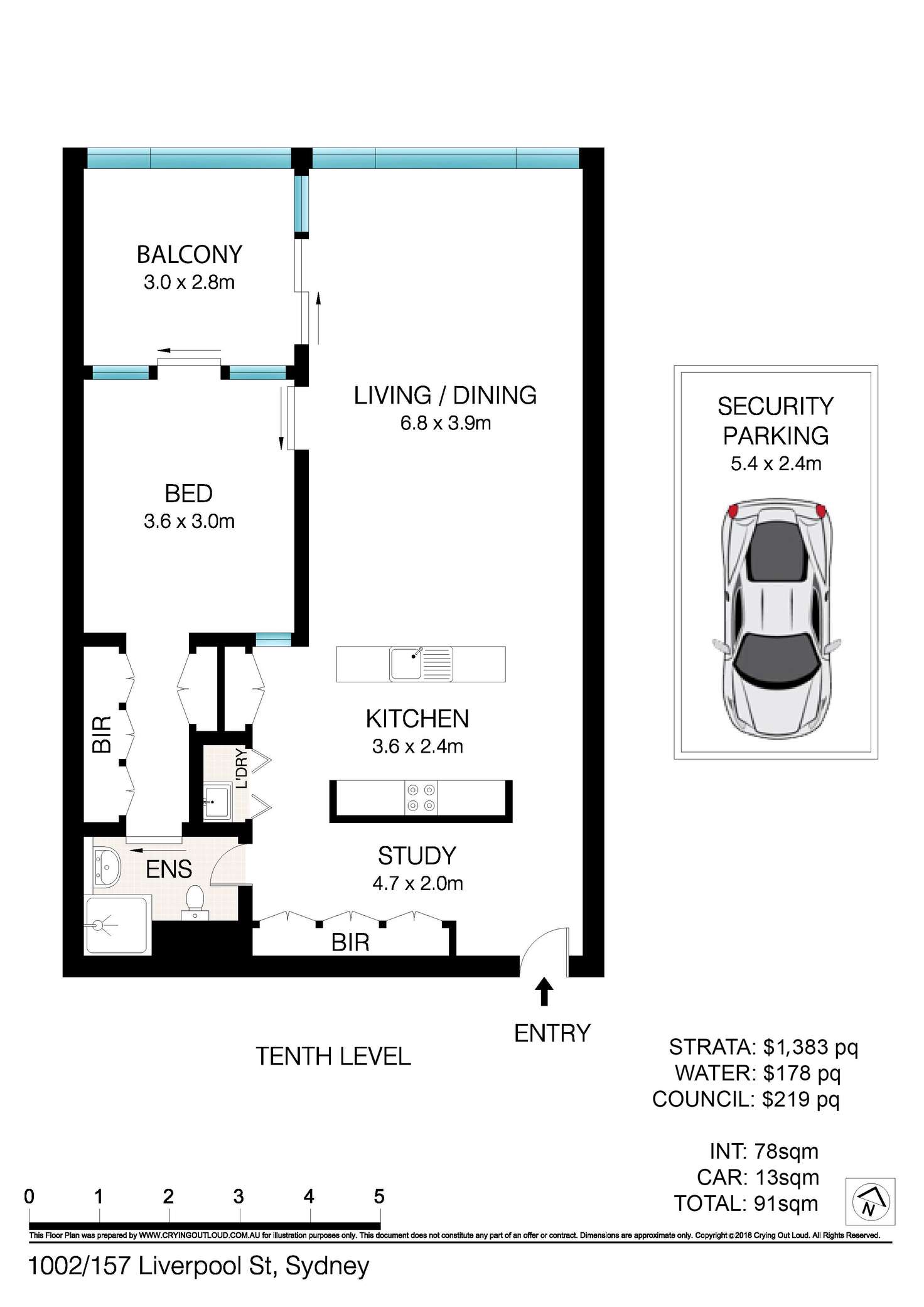 Floorplan of Homely apartment listing, 1002/157 Liverpool Street, Sydney NSW 2000