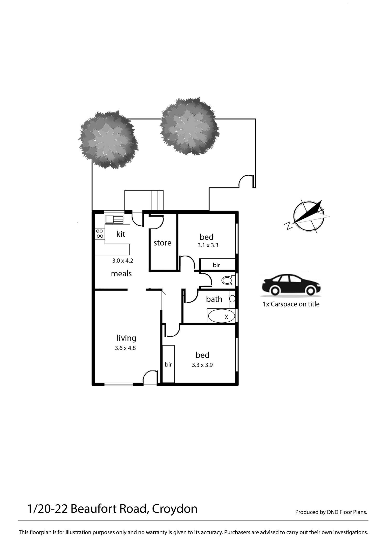 Floorplan of Homely unit listing, 1/20-22 Beaufort Road, Croydon VIC 3136