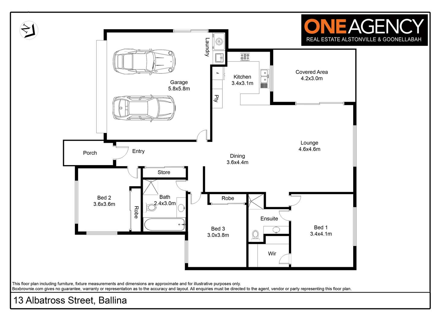 Floorplan of Homely semiDetached listing, 13 Albatross Street, Ballina NSW 2478