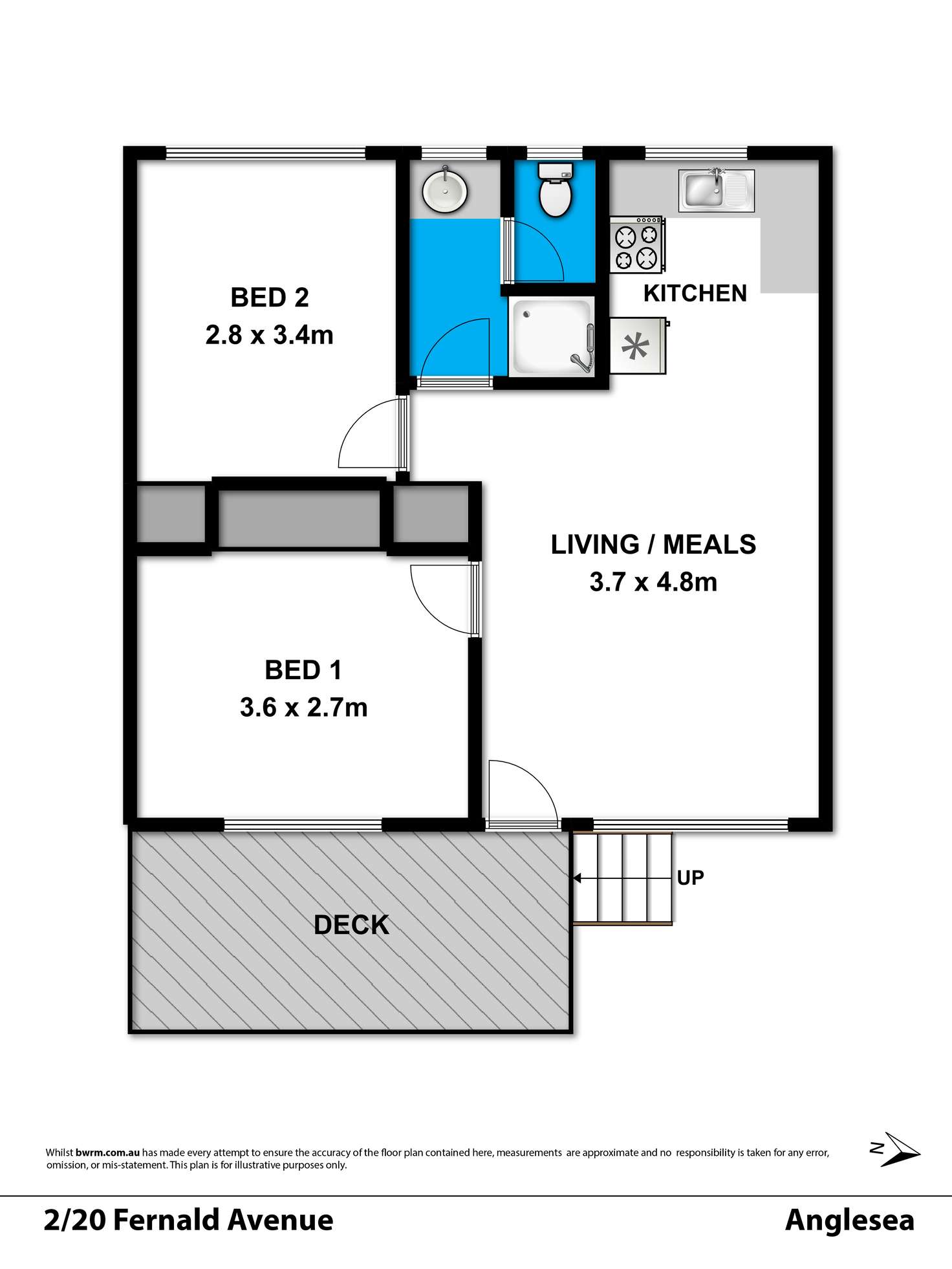 Floorplan of Homely unit listing, 2/20 Fernald Avenue, Anglesea VIC 3230