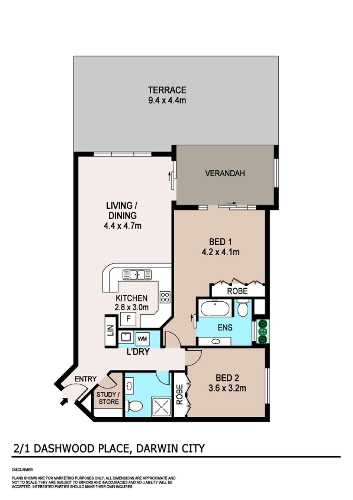 Floorplan of Homely unit listing, 2/1 Dashwood Place, Darwin City NT 800