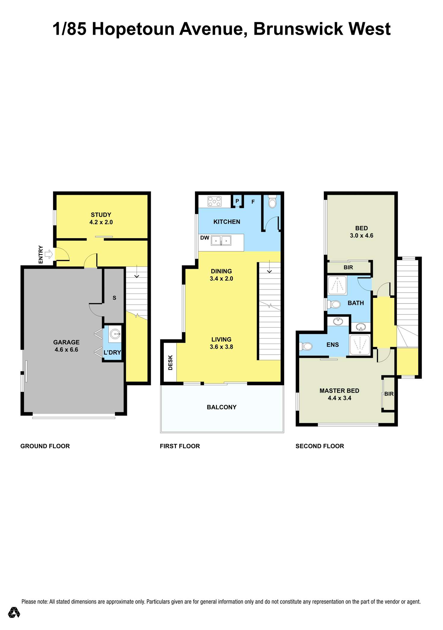 Floorplan of Homely townhouse listing, 1/85 Hopetoun Avenue, Brunswick West VIC 3055