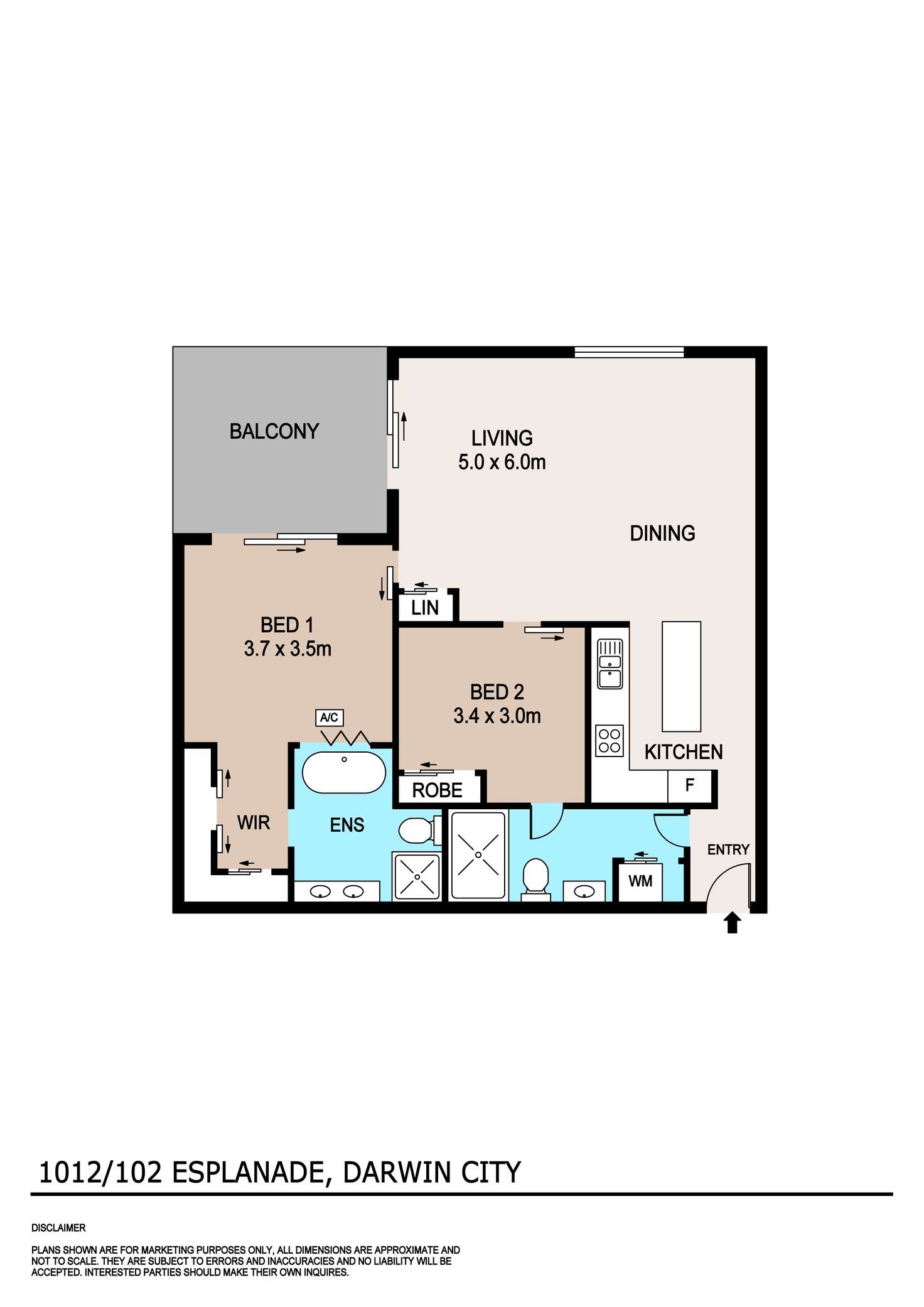 Floorplan of Homely unit listing, 1012/102 Esplanade, Darwin City NT 800