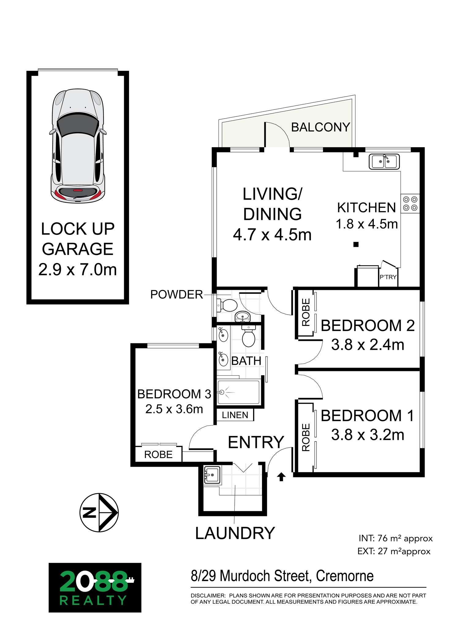 Floorplan of Homely unit listing, 8/29 Murdoch Street, Cremorne NSW 2090