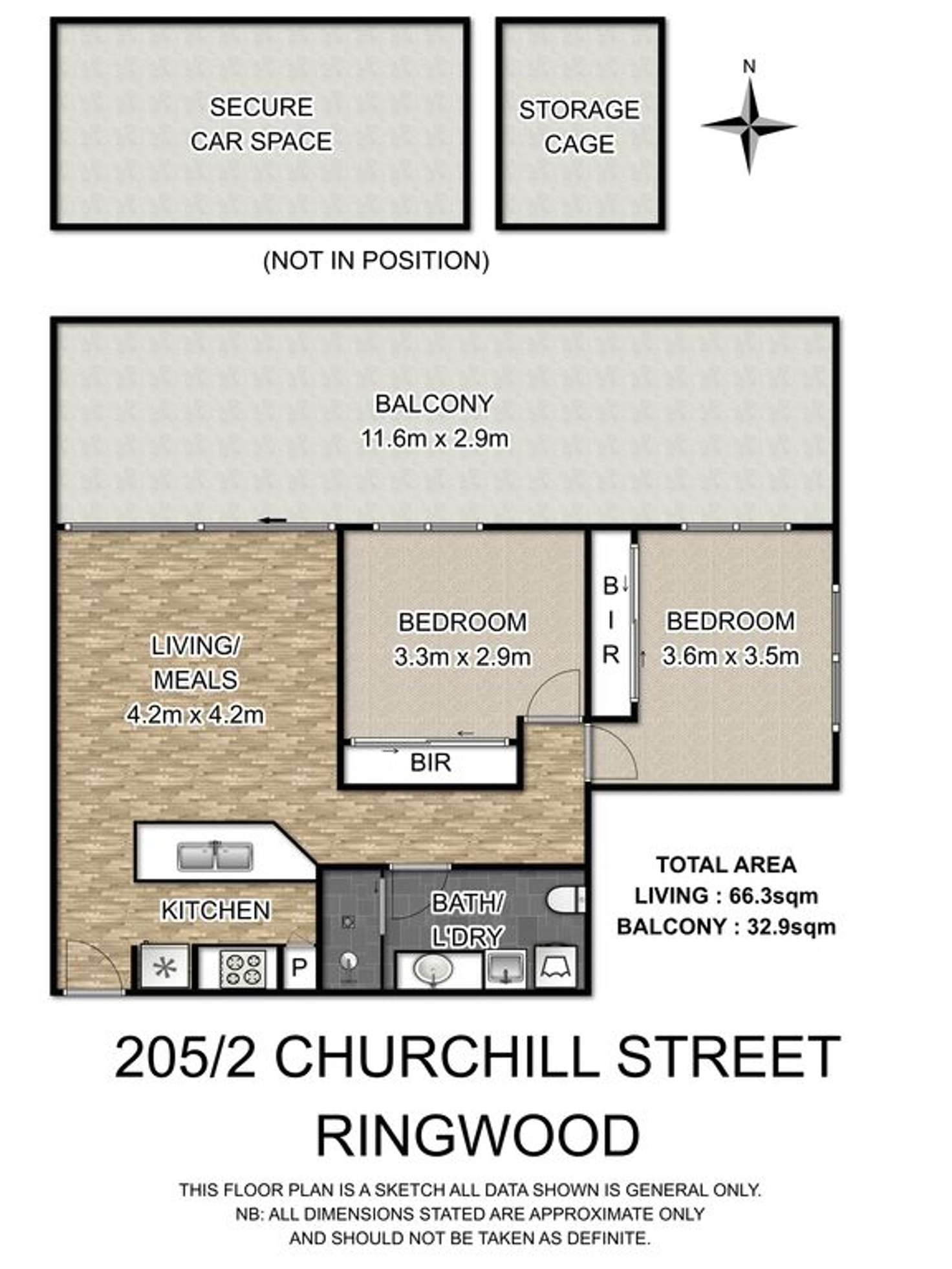 Floorplan of Homely apartment listing, 205/2 Churchill Street, Ringwood VIC 3134