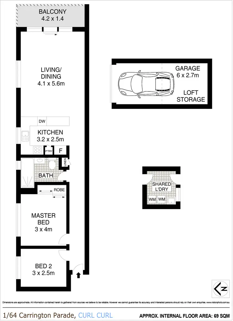 Floorplan of Homely apartment listing, 1/64 Carrington Parade, Curl Curl NSW 2096