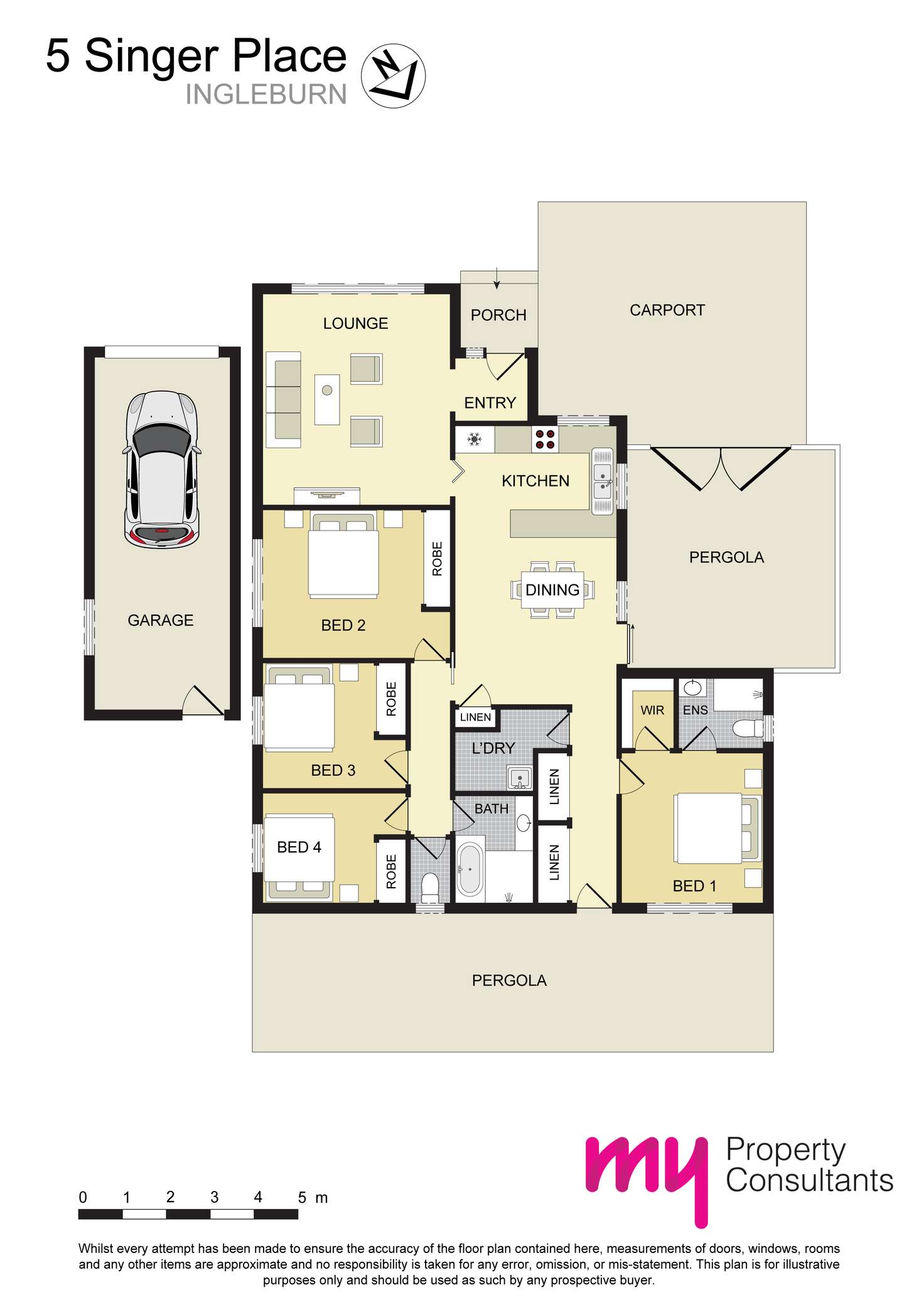 Floorplan of Homely house listing, 5 Singer Place, Ingleburn NSW 2565