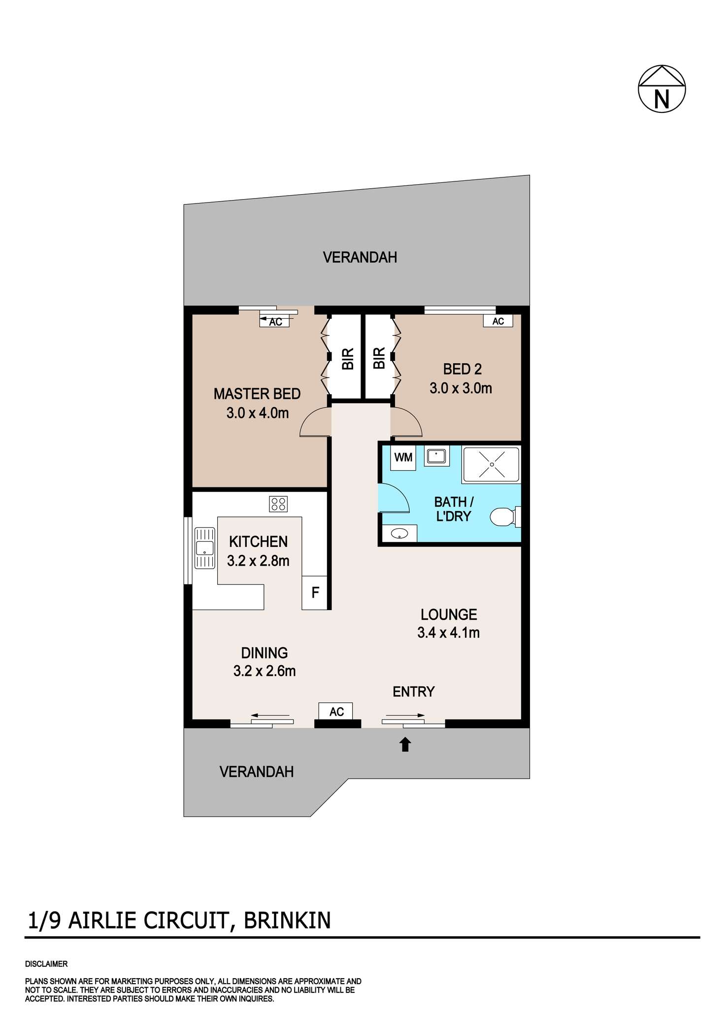 Floorplan of Homely unit listing, 1/9 Airlie Circuit, Brinkin NT 810