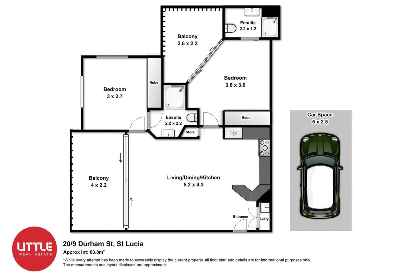 Floorplan of Homely apartment listing, 20/9 Durham Street, St Lucia QLD 4067