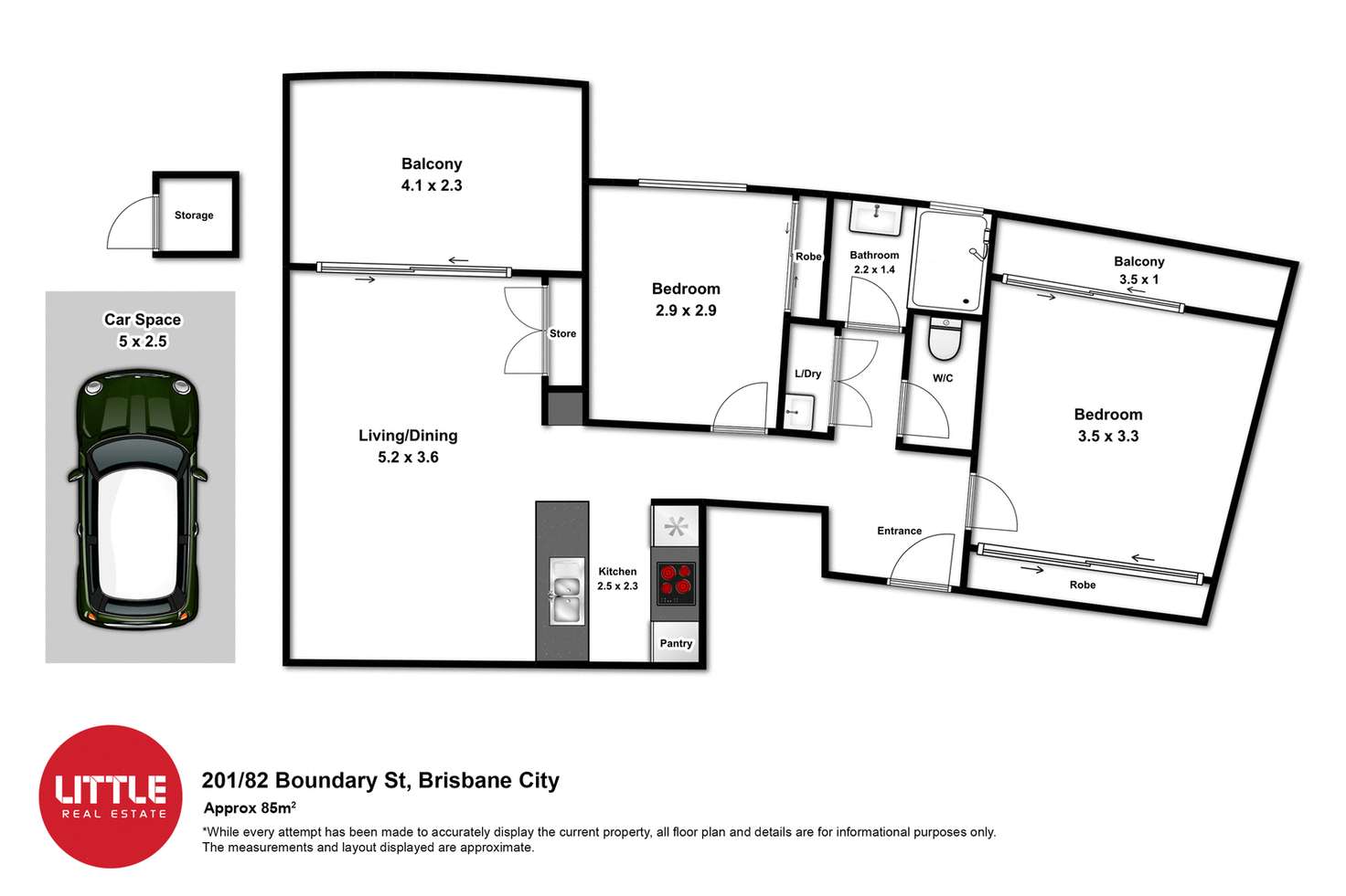 Floorplan of Homely apartment listing, 201/82 Boundary Street, Brisbane QLD 4000