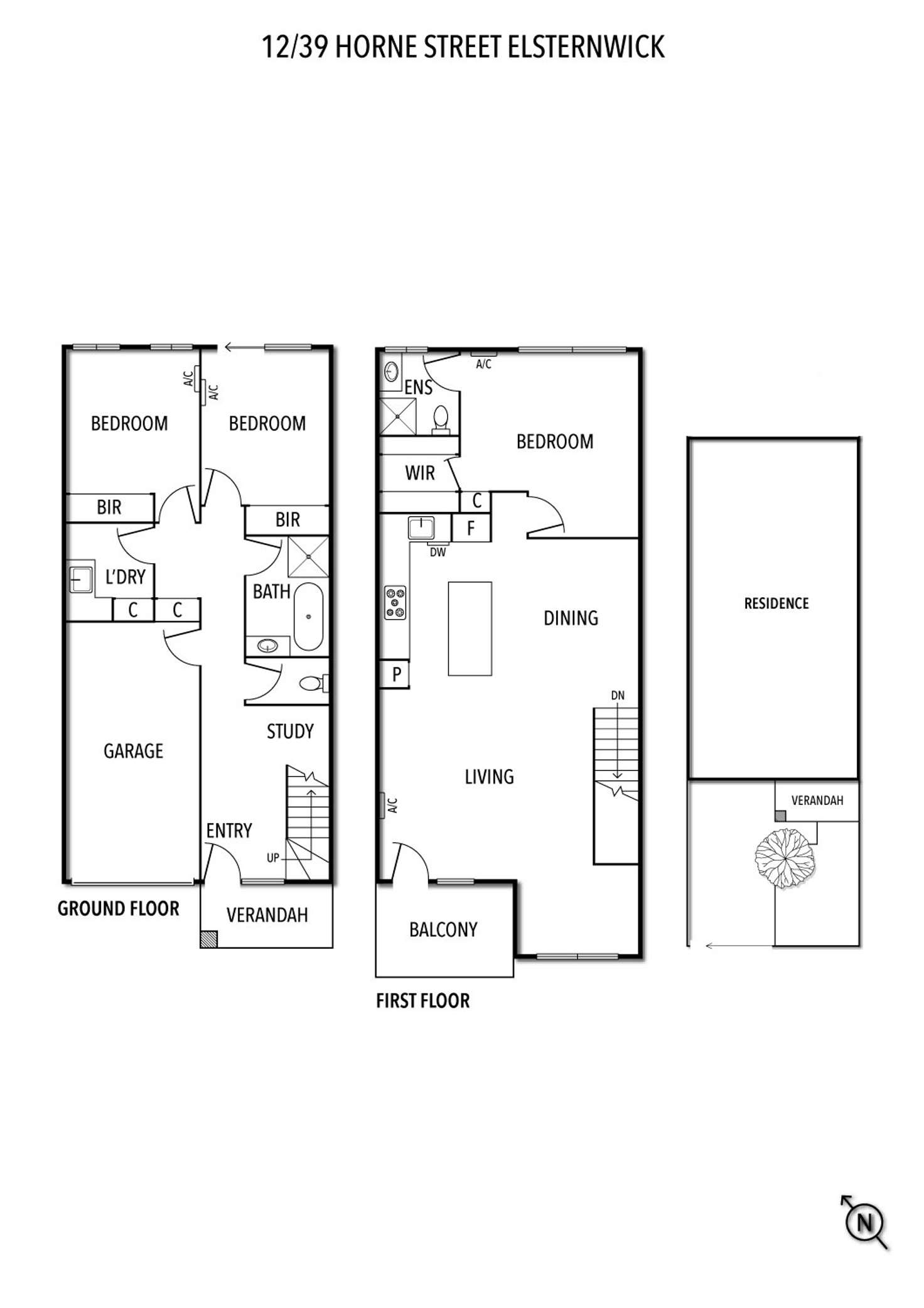 Floorplan of Homely townhouse listing, 12/39 Horne Street, Elsternwick VIC 3185