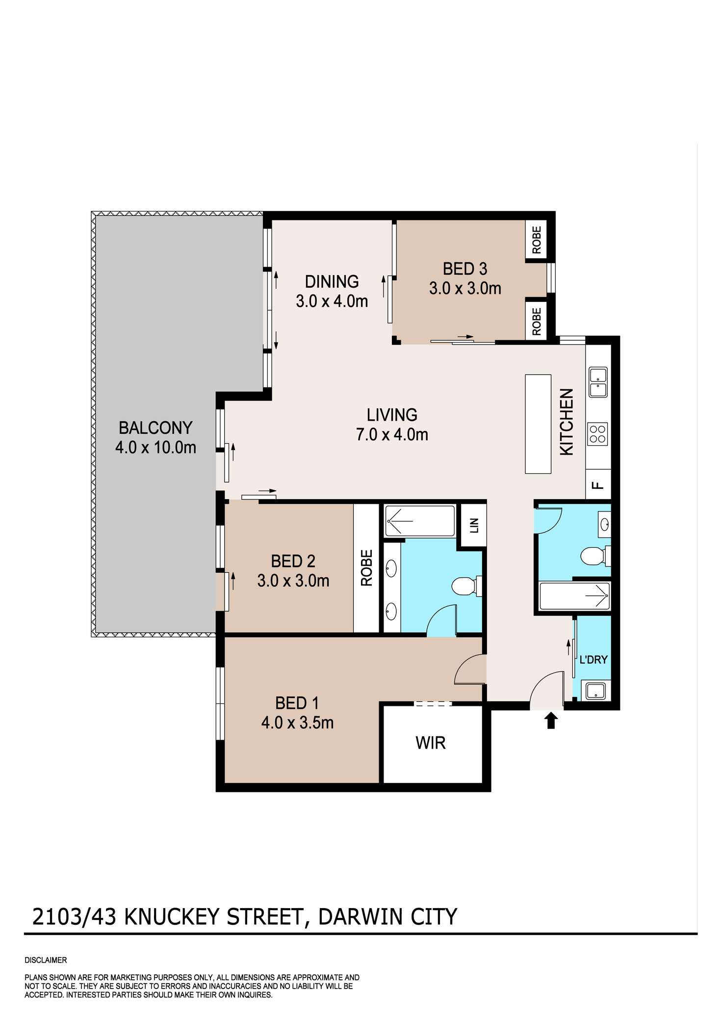 Floorplan of Homely unit listing, 2103/43E Knuckey Street, Darwin City NT 800