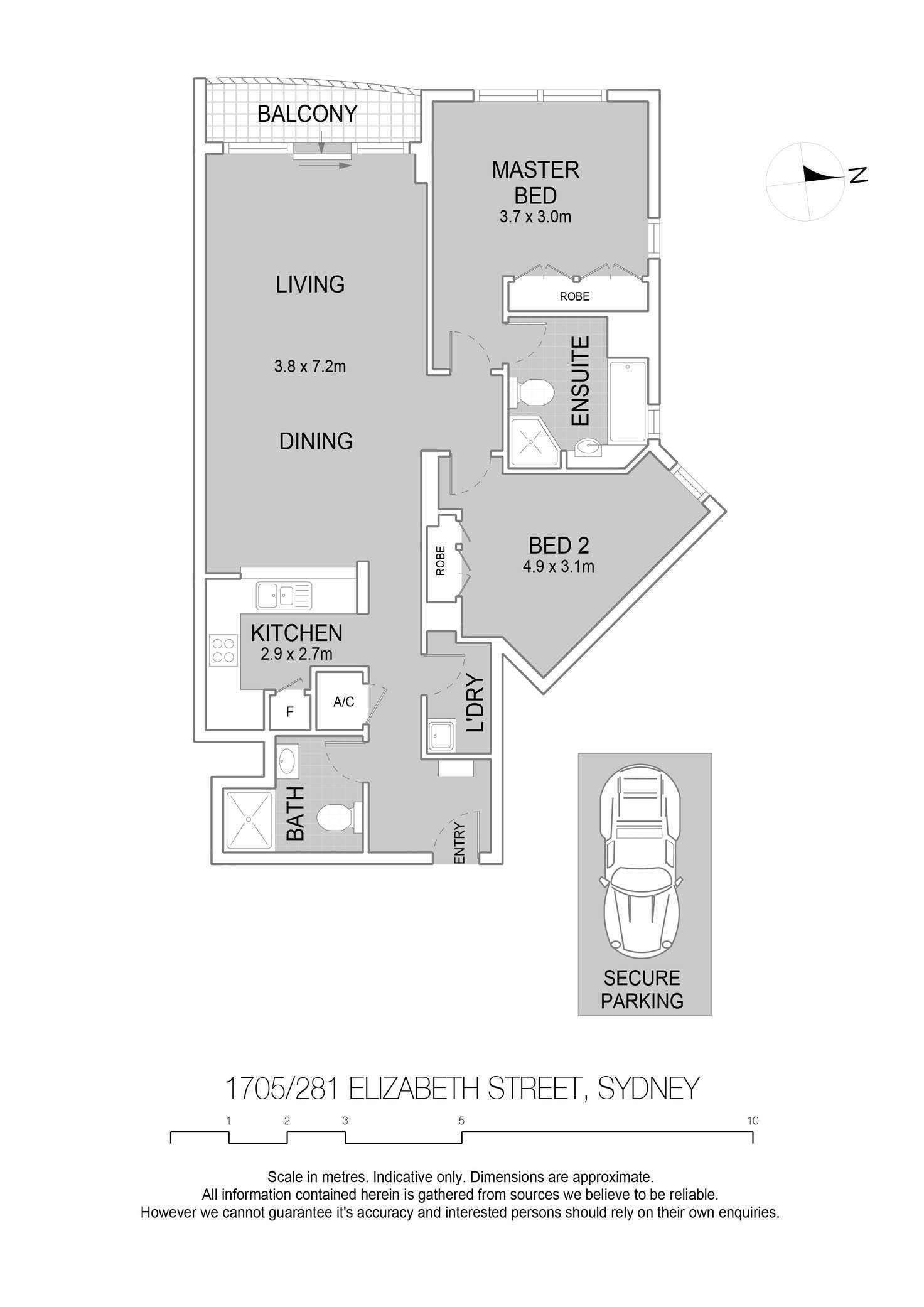 Floorplan of Homely apartment listing, 1705/281 Elizabeth Street, Sydney NSW 2000