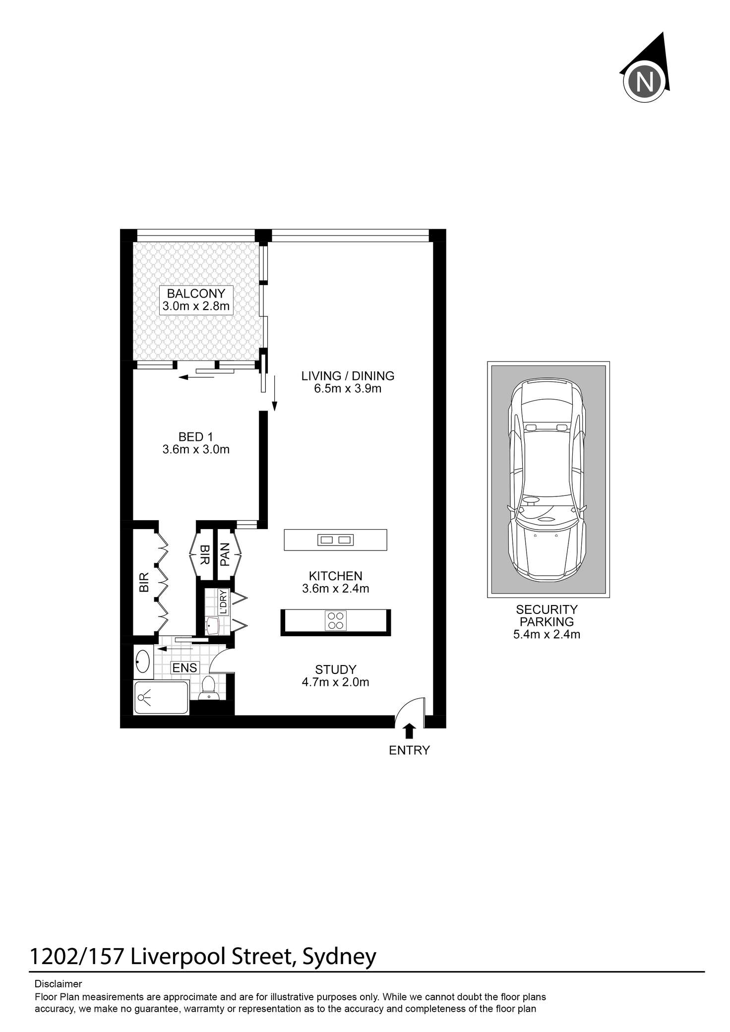 Floorplan of Homely apartment listing, 1202/157 Liverpool Street, Sydney NSW 2000