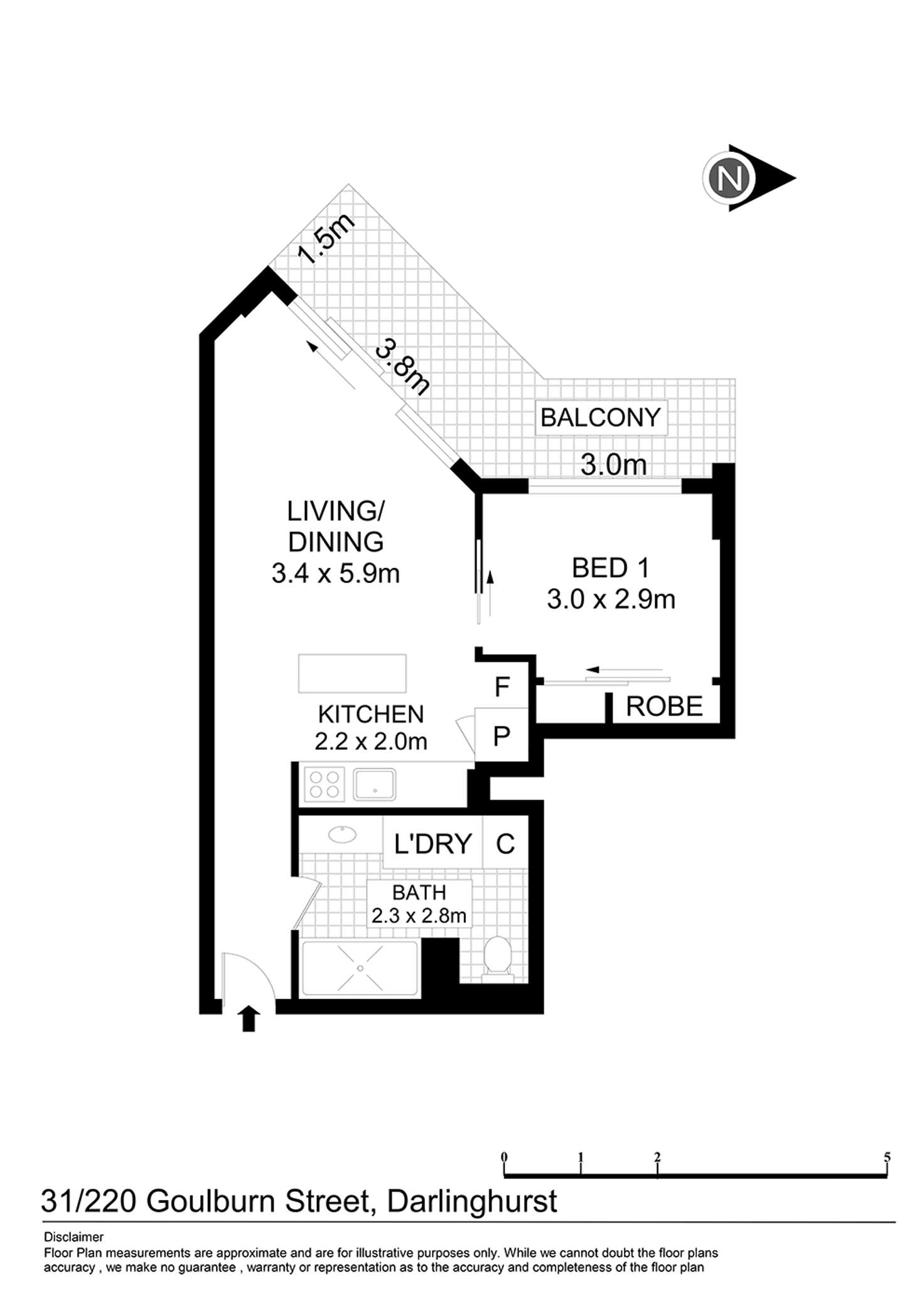 Floorplan of Homely apartment listing, 31/220 Goulburn Street, Darlinghurst NSW 2010