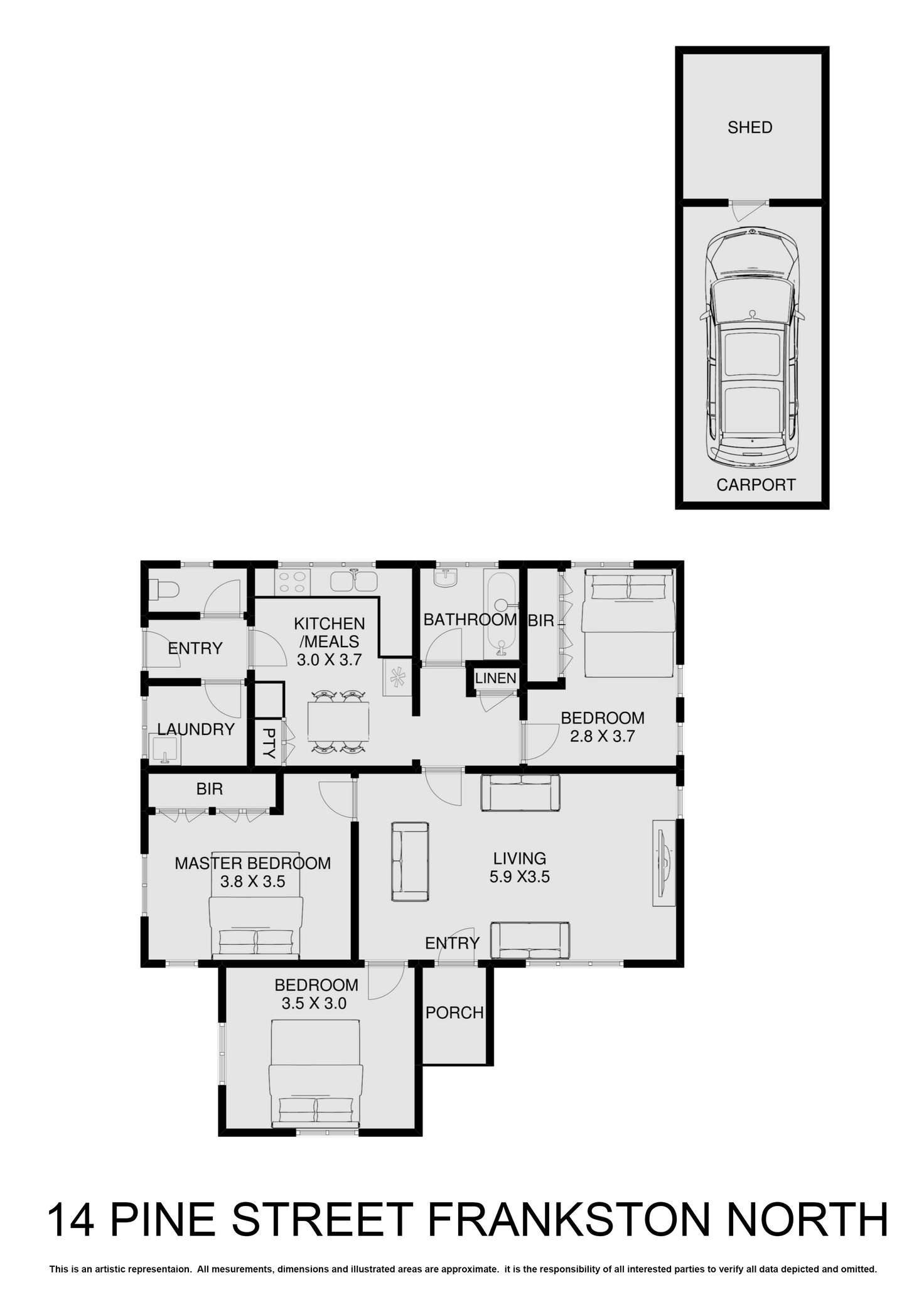 Floorplan of Homely house listing, 14 Pine Street, Frankston North VIC 3200