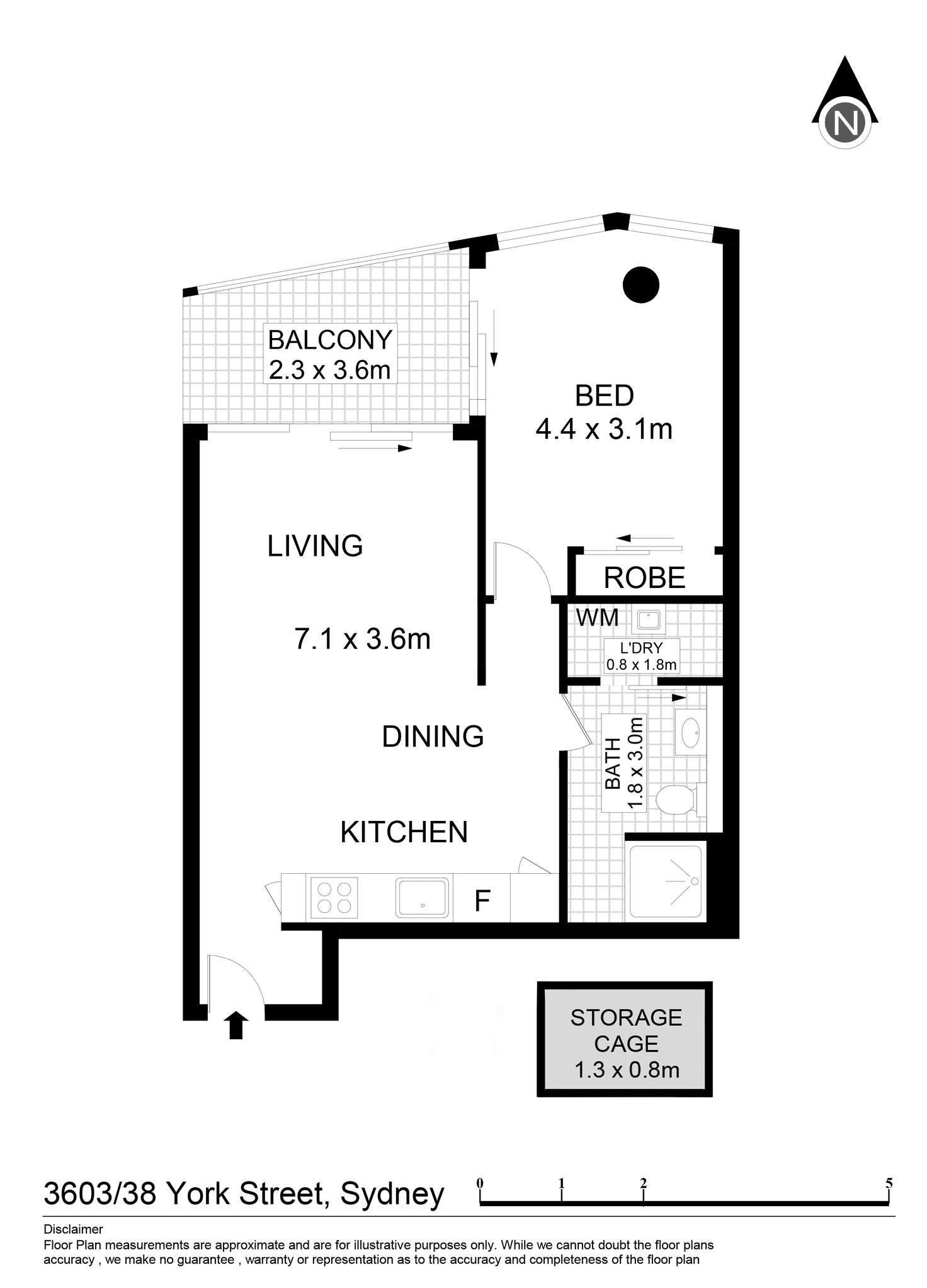 Floorplan of Homely apartment listing, 3603/38 York Street, Sydney NSW 2000