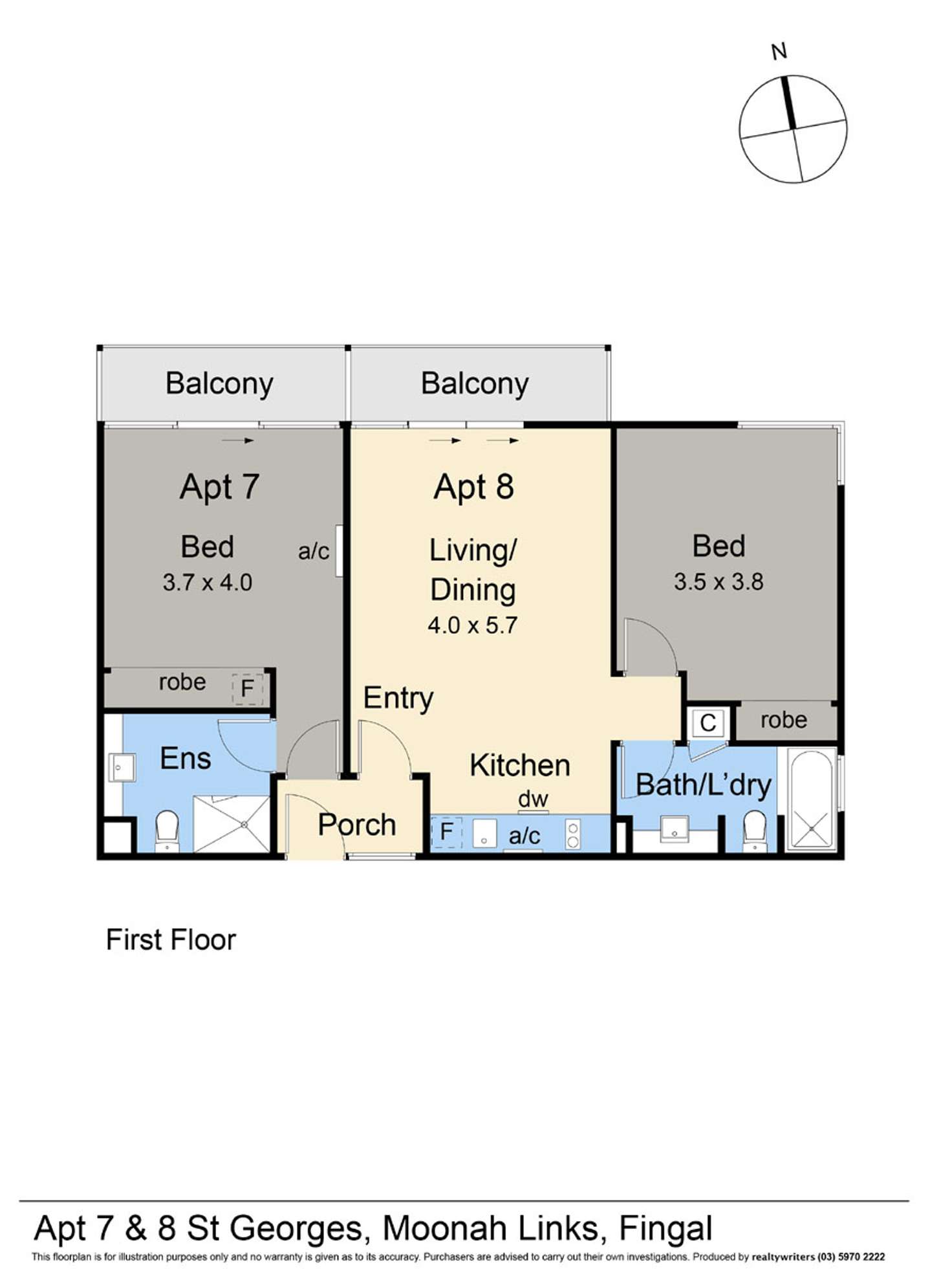 Floorplan of Homely apartment listing, Apt 7 & 8/50 Peter Thomson Drive, Fingal VIC 3939