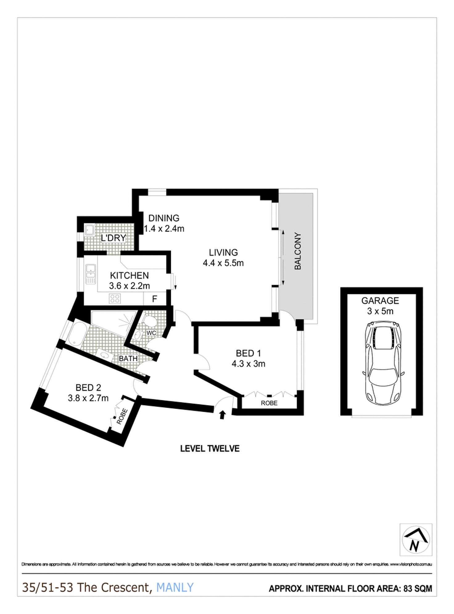 Floorplan of Homely apartment listing, 35/51-53 The Crescent, Manly NSW 2095