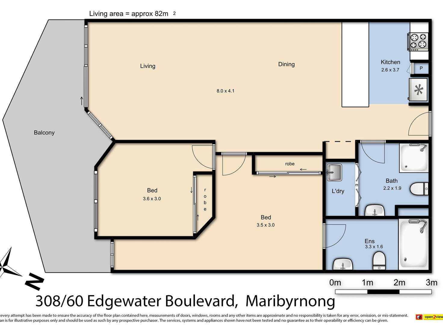 Floorplan of Homely apartment listing, 308/60 Edgewater Boulevard, Maribyrnong VIC 3032