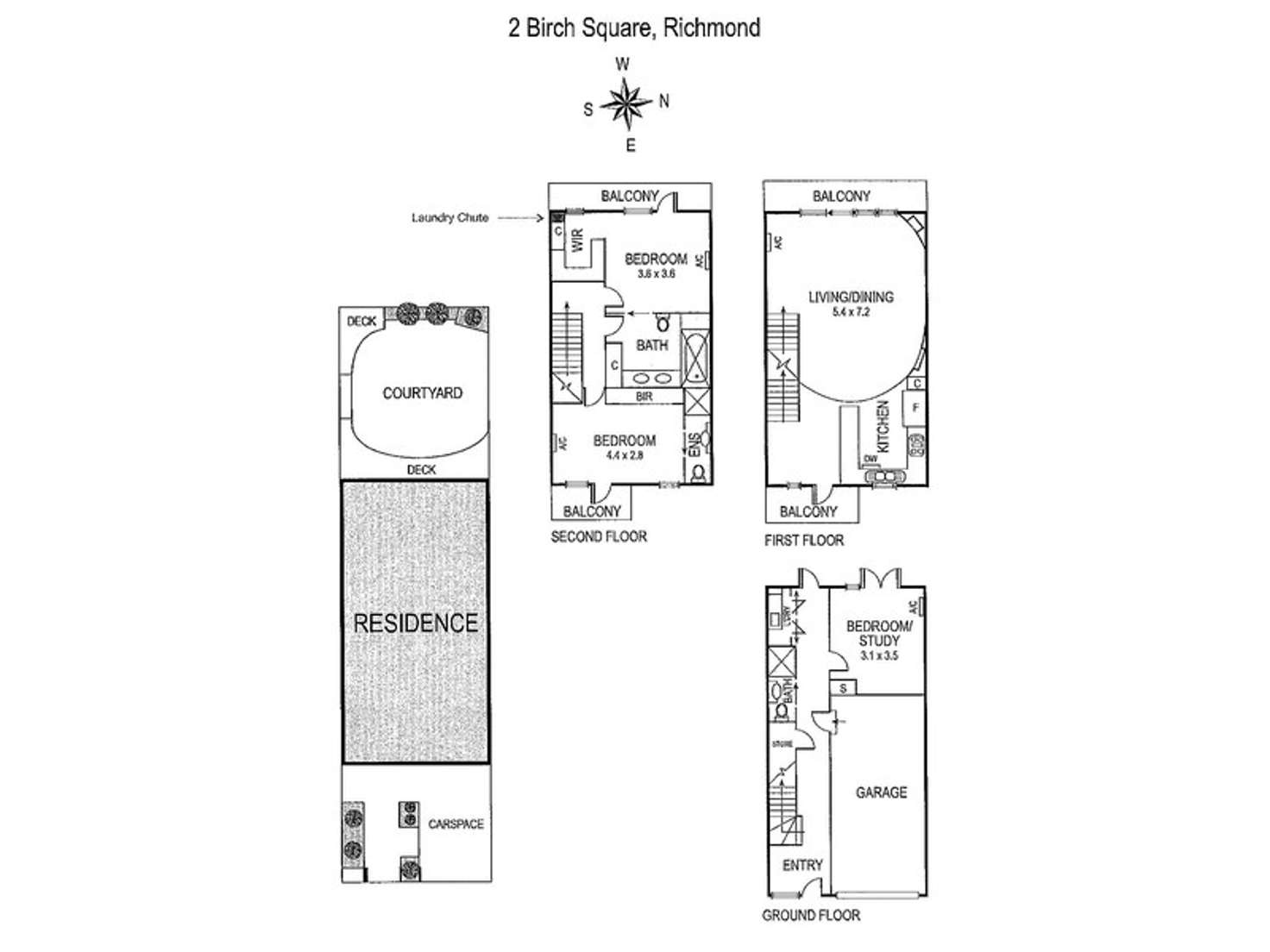 Floorplan of Homely townhouse listing, 2 Birch Square, Richmond VIC 3121