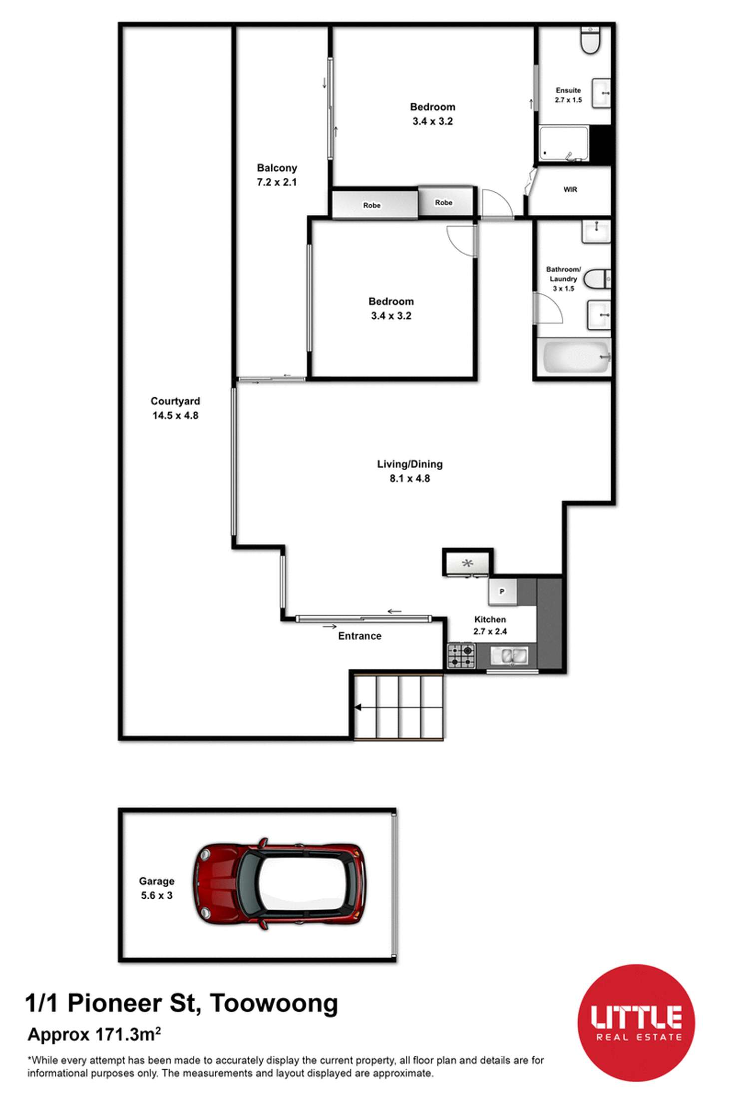 Floorplan of Homely unit listing, 1/1 Pioneer Street, Toowong QLD 4066