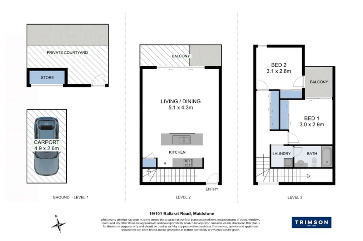 Floorplan of Homely unit listing, 19/101 Ballarat Road, Maidstone VIC 3012