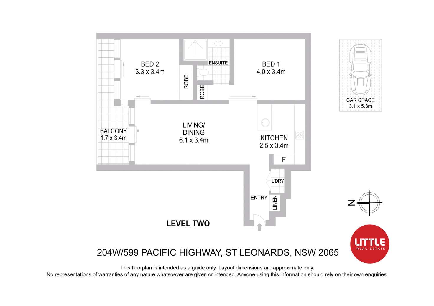 Floorplan of Homely apartment listing, 204W/599 Pacific Highway, St Leonards NSW 2065
